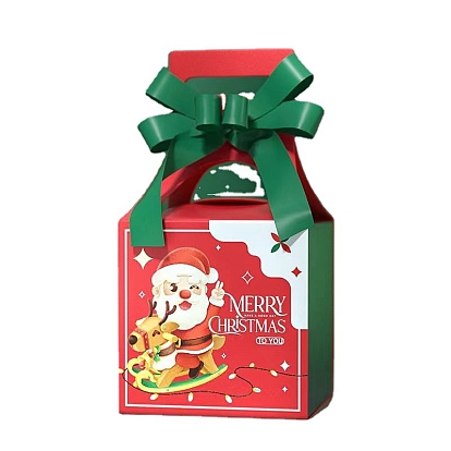 Cajas de panadería de papel cuadradas, con la cinta, para el embalaje de la galleta de la magdalena de la mini torta, caja de regalo de tema navideño
