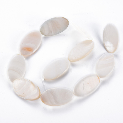 Eau douce naturelle de coquillage perles brins, ovale