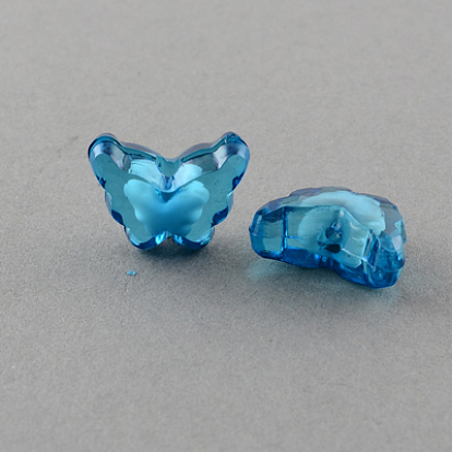 Perles acryliques transparentes, Perle en bourrelet, papillon, 11x15x6mm, trou: 2 mm, 670 pcs / 500 g