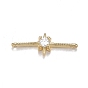 Brass Micro Clear Cubic Zirconia Links, Long-Lasting Plated, Bar with Star