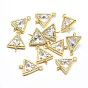 Brass Links, with Cubic Zirconia, Lead Free & Cadmium Free & Nickel Free, Triangle
