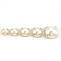 ABS Plastic Imitation Pearl Shank Buttons, with Brass Findings, Half Round, Creamy White