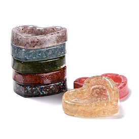 Resin with Natural Gemstone Chip Stones Ashtray, Home OFFice Tabletop Decoration, Heart