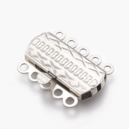 201 Stainless Steel Multi-Strand Box Clasps, Rectangle