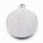 304 Stainless Steel Pendants, Flat Round with Archangel Michael