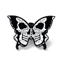 Butterfly Skull Enamel Pin, Halloween Alloy Brooch for Backpack Clothes, Electrophoresis Black