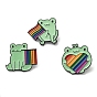 Alloy Enamel Pins, Rainbow Pride Flag Frog Brooches, Electrophoresis Black