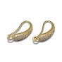 Brass Micro Pave Cubic Zirconia Earring Hooks, with Horizontal Loop, Clear