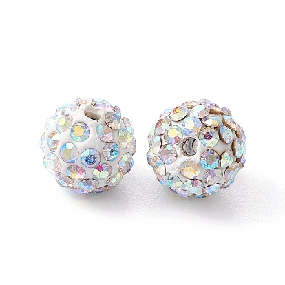 Perles de boule pave disco , Perles de strass d'argile polymère , ronde