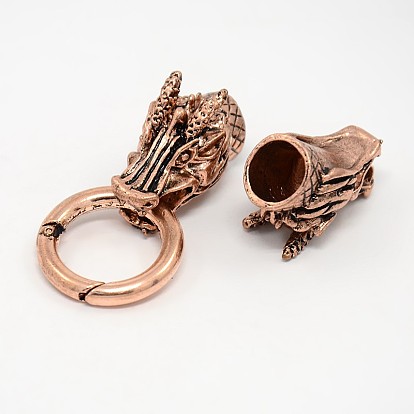 Dragon Head Alloy Spring Gate Rings, O Rings with Two Cord End Caps