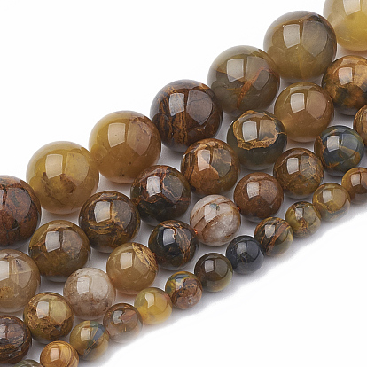 Natural Pietersite Beads Strands, Dyed, Round