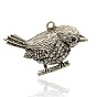 Antique Silver Alloy Crystal Rhinestone Bird Hollow Pendants