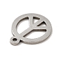 Revestimiento iónico (ip) 201 colgantes de acero inoxidable, Redondo plano con símbolo de paz