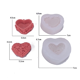 Valentine's Day Rose Flower Heart Storage Box Food Grade Silicone Molds, Resin Casting Molds