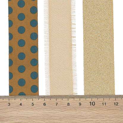 9 Yards 3 Styles Polyester Ribbon, for DIY Handmade Craft, Hair Bowknots and Gift Decoration, Ginger Color Palette