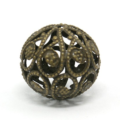 Mixed Iron Filigree Hollow Round Beads, Filigree Ball, 6~16mm, Hole: 1mm, about 170pcs/100g