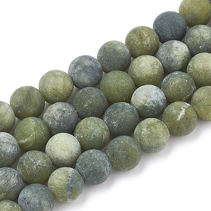 Jade de xinyi naturel / brins de perles de jade du sud de la Chine, givré, ronde
