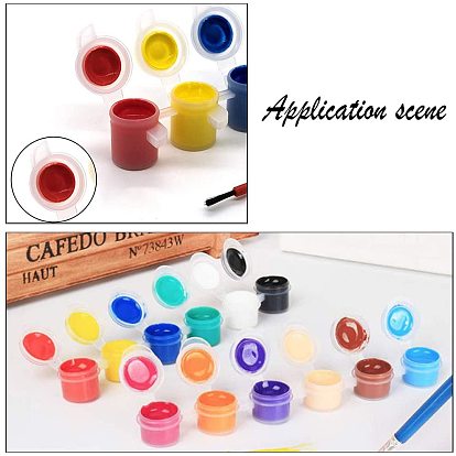 Plastic Paint Pots Strips, 5ml 6 Pots Mini Empty Paint Cups with Lids, for Arts Crafts Watercolor Pigment