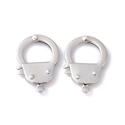 304 Stainless Steel Handcuff Clasps, 25x18x3mm, Hole: 2mm