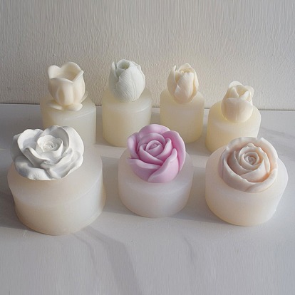 Bougie parfumée en forme de fleur pour la saint-valentin, moules en silicone de qualité alimentaire, DIY bricolage, moules à bougies d'aromathérapie