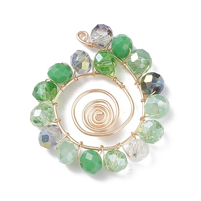 Colgantes de perlas de vidrio electrochapado, con alambre de cobre ecológico, vórtice