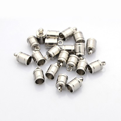 201 Stainless Steel Cord Ends, End Caps, 10x6mm, Hole: 2mm, Inner diameter: 5mm