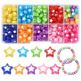 300Pcs 10 Colors Star Acrylic Beads, Bead in Bead