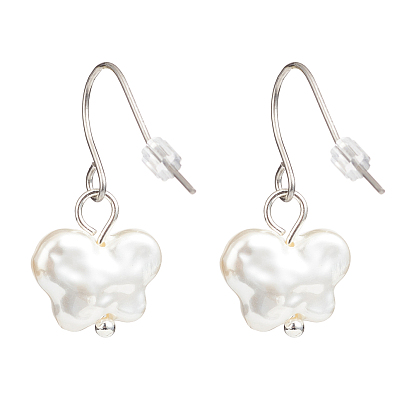 Boucles d'oreilles pendantes papillon en perles de plastique, 304 bijoux en acier inoxydable pour femmes