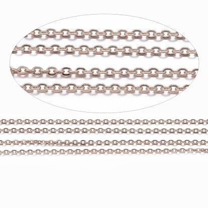 Placage ionique (ip)g 304 chaînes porte-câbles en acier inoxydable, pour le bricolage fabrication de bijoux, soudé, avec bobine, Ovale Plat