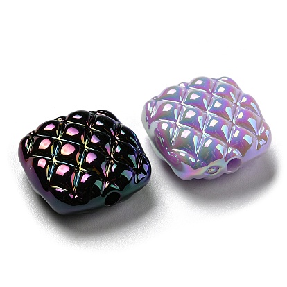 UV Plating Acrylic Beads, Iridescent, Square