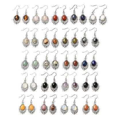 Boucles d'oreilles pendantes en forme de goutte de pierres précieuses naturelles et synthétiques, bijoux en laiton platine pour femme, sans plomb et sans cadmium
