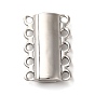 304 Stainless Steel Multi-Strand Magnetic Slide Clasps, 5-Strand, 10-Hole, Rectangle