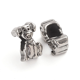 304 Stainless Steel European Beads, Large Hole Beads, Dog