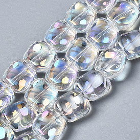 Perles en verre electroplate, couleur ab , carrée