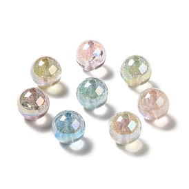 UV Plating Transparent Rainbow Iridescent Acrylic Beads, Glitter Beads, Round