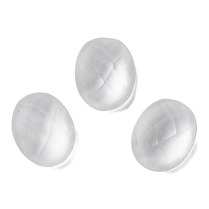 Glass Cabochons, Faceted, Flat Back, Oval