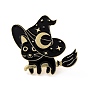 Witch Cat Enamel Pin, Cute Alloy Enamel Brooch for Backpacks Clothes, Light Gold