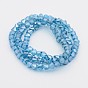 Electroplate Glass Bead Strands, Faceted Bicone, Pearl Luster Plated, 6x6mm, Hole: 1mm, about 100pcs/strand, 19.6 inch