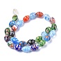 Oval Handmade Millefiori Glass Beads Strands, 12x8mm, Hole: 1.5mm, about 32pcs/strand, 14.9 inch