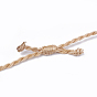 Adjustable Natural Rose Quartz Pendant Necklaces, with Nylon Cord, Nuggets