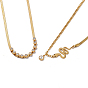 Crystal Rhinestone Pendant Necklace with 304 Stainless Steel Herringbone Chains, Golden