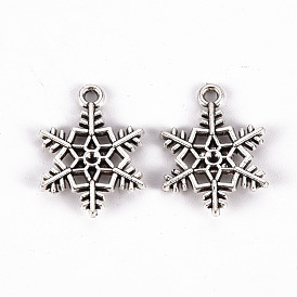 Tibetan Style Alloy Pendantsfit Rhinestone Settings, Lead Free & Cadmium Free, Snowflake