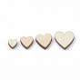 Undyed Natural Wood Beads, No Hole/Undrilled, Heart