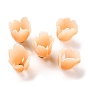 4-Petal Opaque Acrylic Bead Caps, Orange Flower, Open Cuff Rose