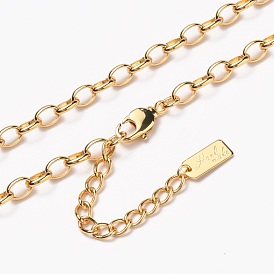 Brass Cable Chain Necklaces, with Lobster Claw Clasps, Long-Lasting Plated, Word Hand Made