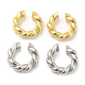 Rack Plating Brass Twist Rope Cuff Earrings for Women, Long-Lasting Plated, Lead Free & Cadmium Free
