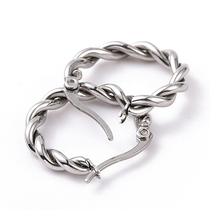 304 Stainless Steel Twist Rope Hoop Earrings for Women