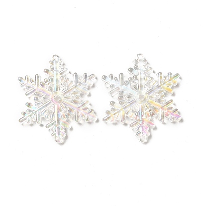 Christmas UV Plated Transparent Acrylic Connector Charms, Snowflake Links