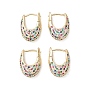 Colorful Cubic Zirconia Hoop Earrings, Brass Jewelry for Women, Moon