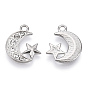 Alloy Pendants, with Crystal Rhinestone, Cadmium Free & Lead Free, Moon with Star